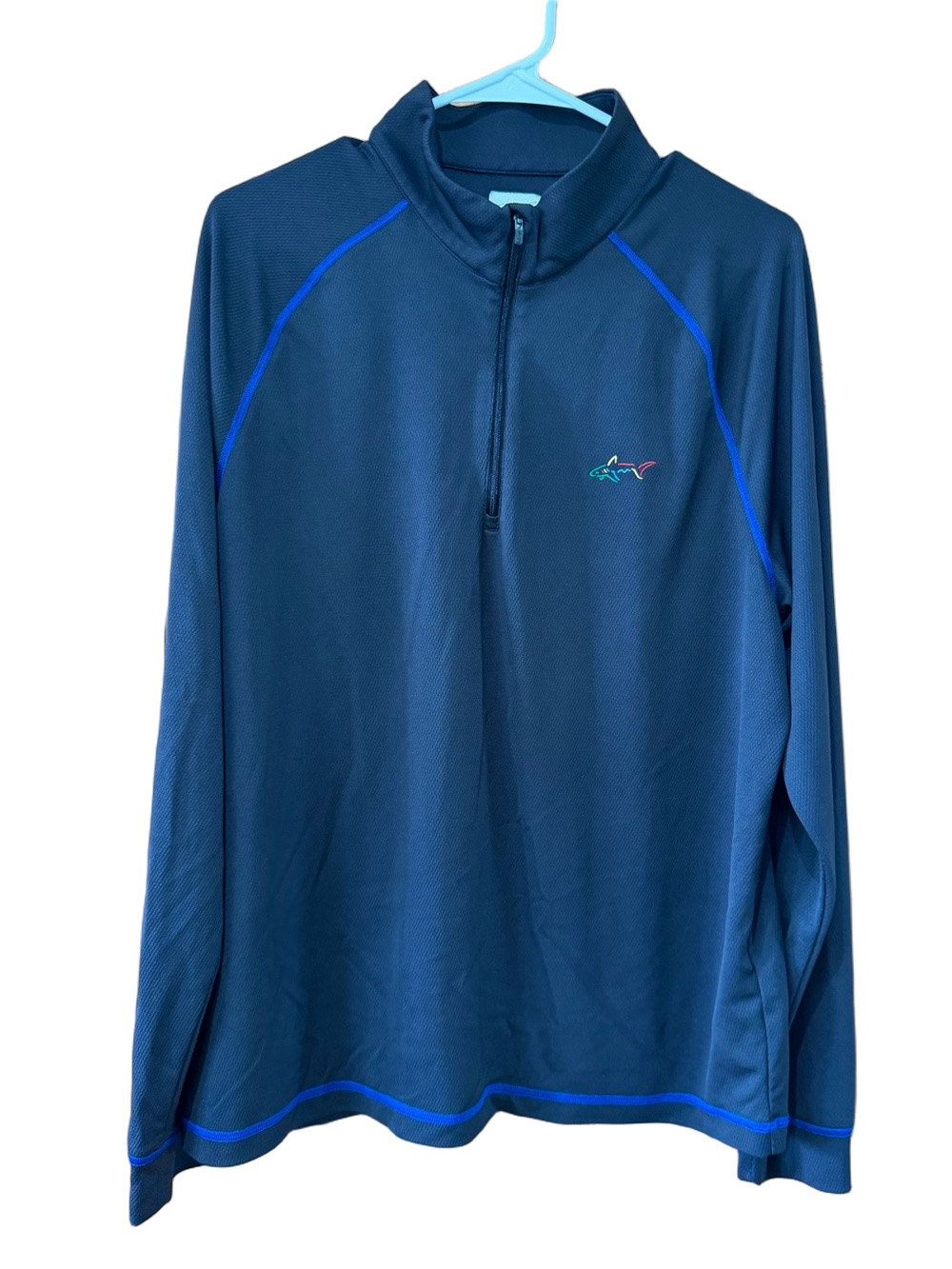 Greg Norman Collection Black Long-Sleeve Half-Zip with Blue Trim